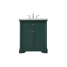 Clarence 30" Free Standing Single Basin Vanity Set with Cabinet and Marble Vanity Top