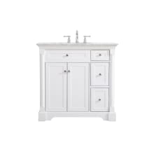 Clarence 36" Free Standing Single Basin Vanity Set with Cabinet and Marble Vanity Top