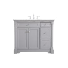 Clarence 42" Free Standing Single Basin Vanity Set with Cabinet and Marble Vanity Top