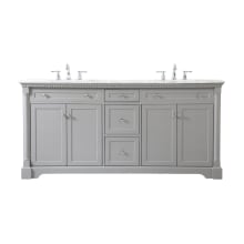 Clarence 72" Free Standing Double Basin Vanity Set with Cabinet and Marble Vanity Top
