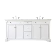 Clarence 72" Free Standing Double Basin Vanity Set with Cabinet and Marble Vanity Top