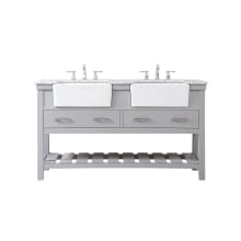 Clement 60" Free Standing Double Basin Vanity Set with Cabinet and Marble Vanity Top