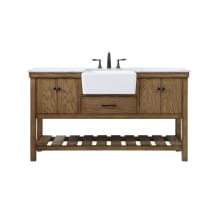 Clement 60" Free Standing Single Basin Vanity Set with Cabinet and Marble Vanity Top