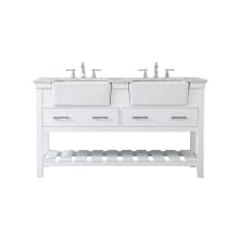 Clement 60" Free Standing Double Basin Vanity Set with Cabinet and Marble Vanity Top