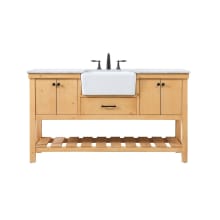 Clement 60" Free Standing Single Basin Vanity Set with Cabinet and Marble Vanity Top