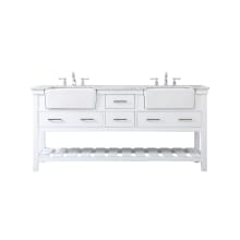 Clement 72" Free Standing Double Basin Vanity Set with Cabinet and Marble Vanity Top