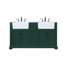 Franklin 60" Free Standing Double Basin Vanity Set with Cabinet and Marble Vanity Top