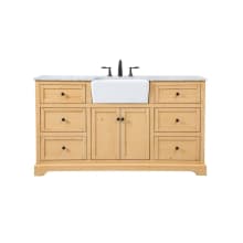 Franklin 60" Free Standing Single Basin Vanity Set with Cabinet and Marble Vanity Top