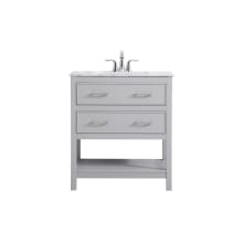 Martins 30" Free Standing Single Basin Vanity Set with Cabinet and Engineered Marble Vanity Top