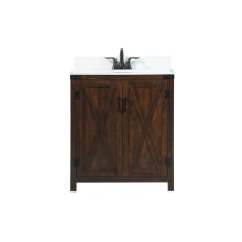 Grant 30" Free Standing Single Basin Vanity Set with Cabinet, Engineered Marble Vanity Top, and Backsplash