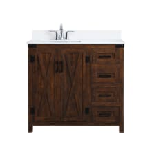 Grant 36" Free Standing Single Basin Vanity Set with Cabinet, Engineered Marble Vanity Top, and Backsplash