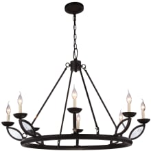 Charleston 8 Light 43" Wide Single Tier Wrought Iron Style Chandelier with Mercury Glass Panels