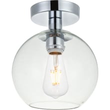 Baxter Single Light 8" Wide Semi-Flush Globe Ceiling Fixture with Clear Glass