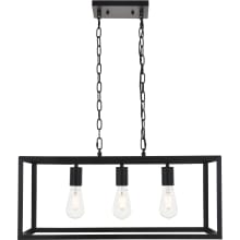Resolute 3 Light 25" Wide Linear Chandelier with Rectangular Frame