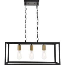 Resolute 3 Light 25" Wide Linear Chandelier with Rectangular Frame