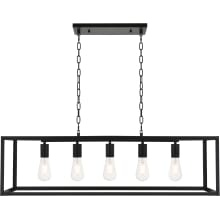 Resolute 5 Light 38" Wide Linear Chandelier with Rectangular Frame