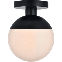 Eclipse Single Light 8" Wide Semi-Flush Globe Ceiling Fixture with Frosted Glass
