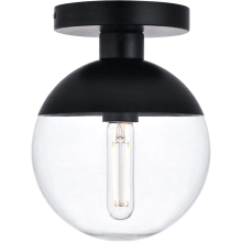 Eclipse Single Light 8" Wide Semi-Flush Globe Ceiling Fixture with Clear Glass