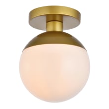 Eclipse Single Light 8" Wide Semi-Flush Globe Ceiling Fixture with Frosted Glass