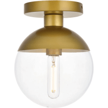 Eclipse Single Light 8" Wide Semi-Flush Globe Ceiling Fixture with Clear Glass