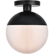 Eclipse Single Light 10" Wide Semi-Flush Globe Ceiling Fixture with Frosted Glass