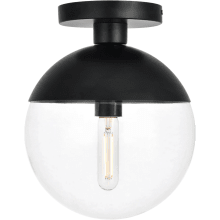 Eclipse Single Light 10" Wide Semi-Flush Globe Ceiling Fixture with Clear Glass