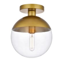 Eclipse Single Light 10" Wide Semi-Flush Globe Ceiling Fixture with Clear Glass