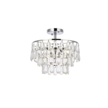 Mila 3 Light 14" Wide Semi-Flush Waterfall Ceiling Fixture with Clear Crystal Accents