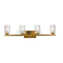 Cassie 4 Light 32" Wide Vanity Light with Patterned Glass Shades