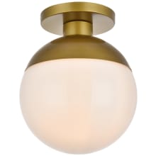 Eclipse Single Light 12" Wide Semi-Flush Globe Ceiling Fixture with Frosted Glass