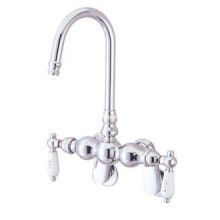 Double Handle Wall Mounted Clawfoot Tub Filler with 3-3/8" to 9" Adjustable Center, Hi-Rise Spout and Porcelain Lever Handles from the Hot Springs Collection