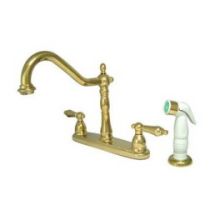 New Orleans Double Handle Kitchen Faucet with Metal Lever Handles and White Sidespray