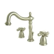 New Orleans Double Handle Kitchen Faucet with Metal Cross Handles and Sidespray