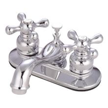Double Handle 4" Centerset Bathroom Faucet with American Cross Handles and Drain Assembly from the Cheyenne Collection