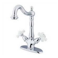 Double Handle Vessel Sink Faucet with 4" Deck Plate and Porcelain Cross Handles from the Heritage Collection