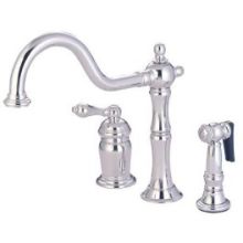 New Orleans Single Handle Kitchen Faucet with Porcelain Lever Handle and Brass Side Spray