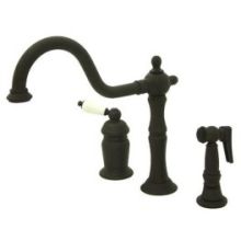 New Orleans Single Handle Kitchen Faucet with Porcelain Lever Handle and Brass Side Spray