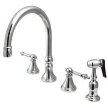 Double Handle 8" to 16" Widespread Kitchen Faucet with Templeton Lever Handles and Brass Side Spray from the Tuscany Collection