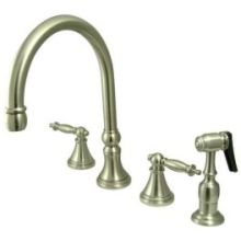 Double Handle 8" to 16" Widespread Kitchen Faucet with Templeton Lever Handles and Brass Side Spray from the Tuscany Collection