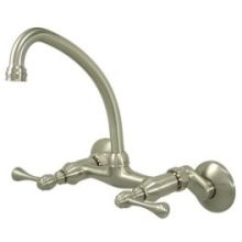 Victorian Double Handle 6" to 8-1/2" Center Wall Mounted High Arch Kitchen Faucet with Metal Lever Handles and 6-5/8" Spout Reach