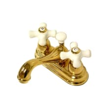 Chicago Collection Double Handle 4" Centerset Lavatory Faucet with Porcelain Cross Handles and Brass Drain Assembly