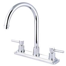 Tampa Kitchen Faucet High Arc with Double Metal Lever Handles and Escutcheon Plate Less Side Spray