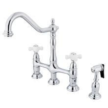 Double Handed Deck Mount Kitchen Faucet with 8" Spread