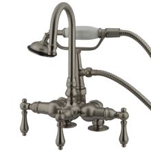 Triple Handle Deck Mounted Clawfoot Tub Filler with 3-3/8" Center, Personal Hand Shower and Metal Lever Handles from the Hot Springs Collection