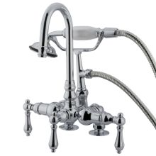 Deck Mounted Clawfoot Tub Filler Triple Handle from the Hot Springs series