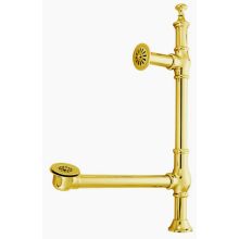 Exposed Brass Clawfoot Tub Drain with British Style Lever and Brass Linkage from the Vintage Collection