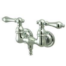 Double Handle Wall Mounted Clawfoot Tub Filler with 3-3/8" Center, 1-1/2" Spout Reach, Metal Lever Handles from the Hot Springs Collection