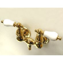 Double Handle Wall Mounted Clawfoot Tub Filler with 3-3/8" Center, 1-1/2" Spout Reach, Porcelain Lever Handles from the Hot Springs Collection