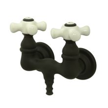 Double Handle Wall Mounted Clawfoot Tub Filler with 3-3/8" Center, 1-1/2" Spout Reach, Porcelain Cross Handles from the Hot Springs Collection