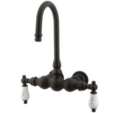Double Handle Wall Mounted Clawfoot Tub Filler with 3-3/8" Center and Hot / Cold Porcelain Lever Handles from the Hot Springs Collection